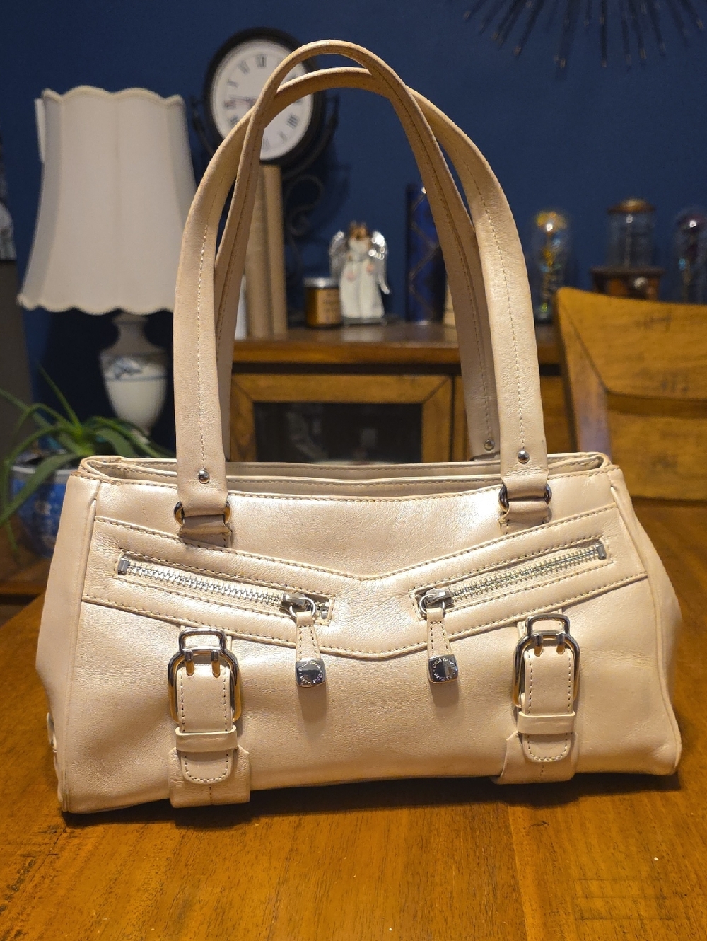 Cole Haan Taupe Leatherette Shoulder Tote